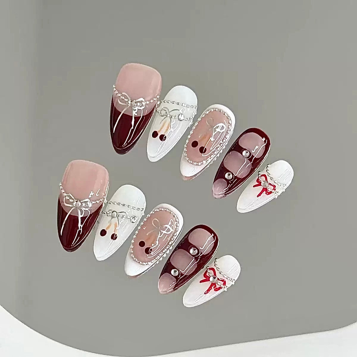 Red Ballet DressHandmade Ballet Press On Nails | Medium Almond Cherry Design Diary Nails Red Ballet DressHandmade Ballet Press On Nails | Medium Almond Cherry Design Diary Nails
